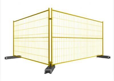 China Yellow Galvanized Canada Temporary Construction Fence Panel With Clips And Base for sale