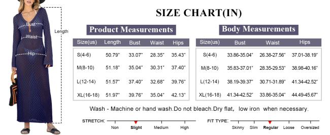 Womens 2025 Summer Swimsuit Swim Crochet Cover Up Size Chart