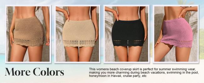 Milumia Women's Crochet Beach Mini Skirt Knit Scallop Hem Cut Out Bikini Swimsuit Cover Up Skirts