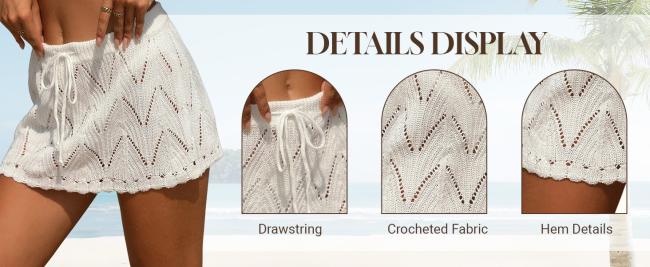 Crochet Beach Mini Skirt Swim Bikini Cover Up Skirt Knit Swimsuit Bathing Suit Coverup