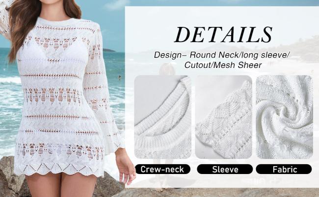 Women Swimsuit Crochet Swim Cover Up 2025 Summer Bathing Suit Swimwear Mesh Knit Beach Dress