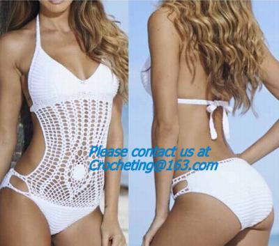 China new summer style hand-knitted women swimsuit fashion underwear ladies hollow out crochet sexy bikini set beach wear for sale