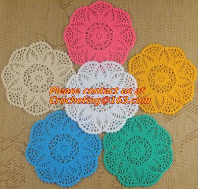 China Crochet dinner table mat fabric doilies cup pot pad lace doily, Handmade Crochet Tablecloth, Doily for sale