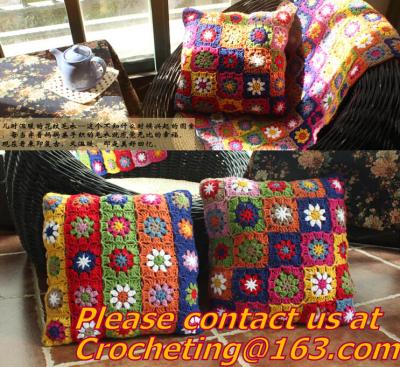 China Handmade crocheted blanket handmade carpet yarn crochet decoration color block flower blanket for sale