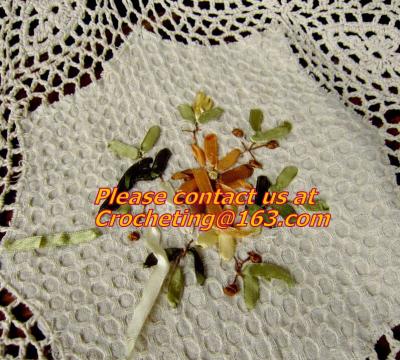 China fashion design crochet hook beige bedspread sheet cotton lace curtain flowers decoration for sale