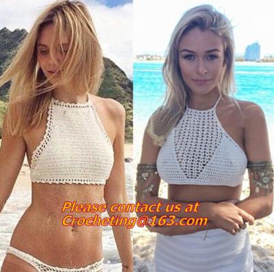 China Sexy Women Beachwear Hollow Tank Crochet Bra Halter Vest Strap Crop Tops for sale