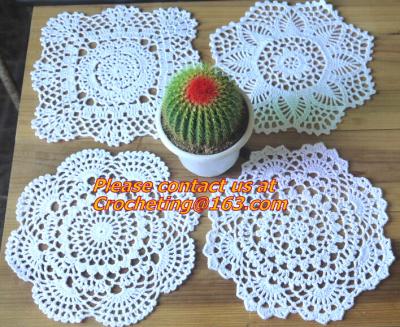 China Crochet Tablecloth Colorful flower Placement, Doilies Cup Mat Pad, Crochet Doilies for sale
