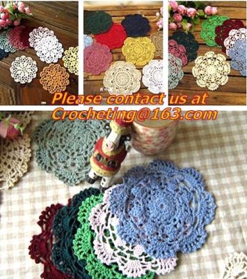 China Household Handmade Flower Crochet Doilies, Round Cup Mat Pad, Coaster Placemats, doily for sale