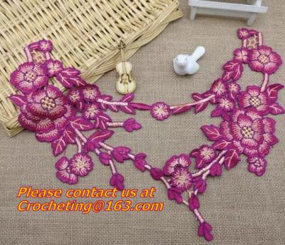China Diy sewing accessories handmade embroidered peony Flower Patch 3D flower motif applique for sale