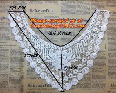 China Beige Cotton Crochet Venise Lace Collar Gorgeous Flower Motif Neckline Bib Collar Garment for sale