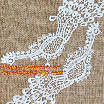 China White Fabric Venice Floral Flower Motif Lace Trim Sew Applique Craft DIY for sale