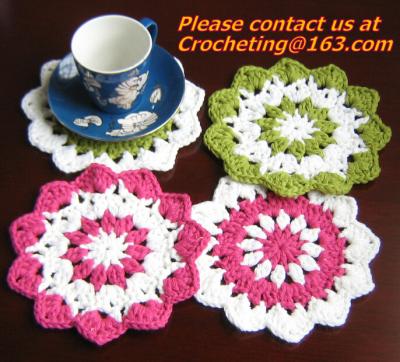 China Hand made 6.3 inch crochet sunflower doily - coaster set of 4 - diameter : 16 cm - crochet for sale