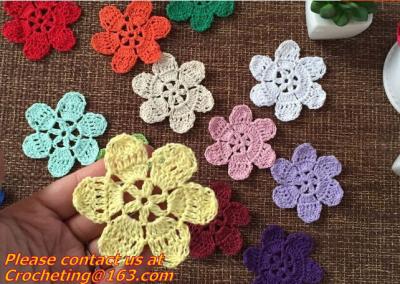 China Lovely 3D Crochet Doily Clothing Accessaries Round Motif Doilies Flowers Appliques Boutiqu for sale