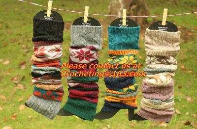 China girl deer snowflake jacquard knit boot socks wood feel casual wool acrylic, socks, warmer for sale