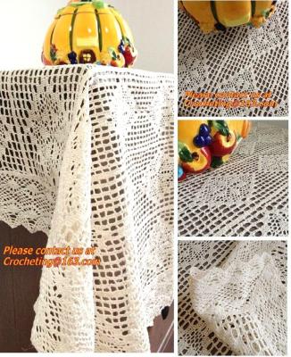 China 100% cotton beige 1.5gg crotch cutout handmade crochet table cloth 110 160 for sale