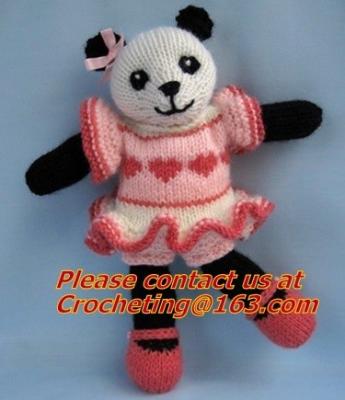 China Hand knit bear toy, hand knit panda toy, knit, knitting girl, 100% cotton yarn custom toys for sale