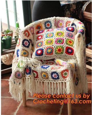 China Handmade crochet hook Daisy striped blanket, Cashmere knitted blanket, sofa Weave blanket for sale
