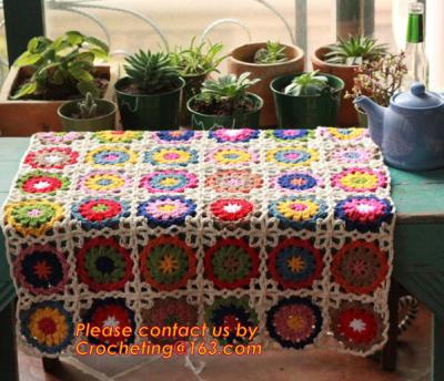 China 80*60 cm Bohemia Handmade crochet hook Daisy striped blanket, flower crochet knitted blank for sale