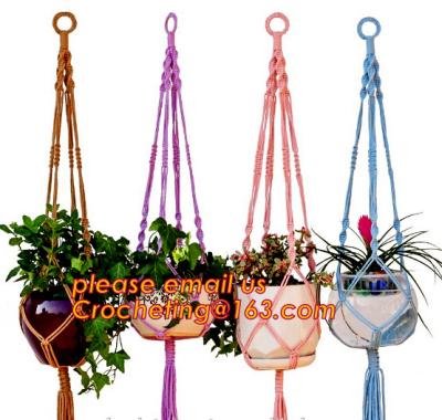 China COTTON ROPE BRAIDED FLOWER POTS HOLDER, DECORATIVE MACRAME PLANT HANGERS, HOUSEHOLD ARTICLES for sale