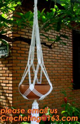 China Wholesale 4 Sets colorful Macrame Plant Hanger Indoor Outdoor Hanging Planter Basket Cotton Rope 4 Legs 40 Inch--Pink for sale
