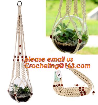 China Wholesale 1pcs Macrame Plant Hanger Heavy Duty Patio Balcony Deck Ceiling For Round Square Containers Pots Indoor Decora for sale