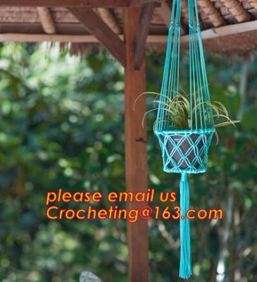 Chine Wholesale Promotional Garden 4 sets Plant Hanger Macrame Jute 4 Legs 48 Inch with Beads, Best Recommended à vendre