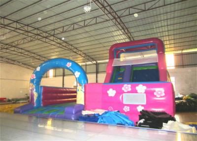 China Disney princess pink inflatable wide slide with jump area inflatable big dry slide bounce house for sale