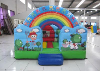 China Outdoor Rainbow Farm Kids Inflatable Bounce House 0.55mm PVC 3 X 2m For Party for sale