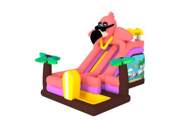 China Pink Flamingo Theme Inflatable Slide Amusement Park Inflatable Slide Toys For Kids And Adults for sale