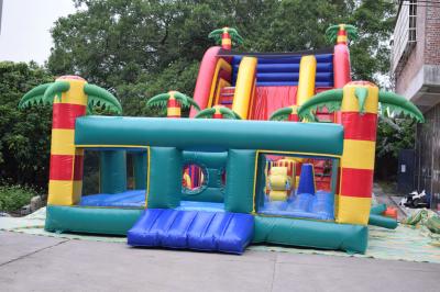 China Giant Inflatable Palm Tree Slides / Inflatable Combo With Safety Rail Protection Network for sale