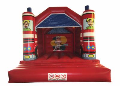 China Inflatable fire truck shape jumping Classic inflatable fire engine square shape inflatable fire engine bouncer for sale