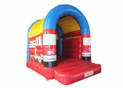 China Small Size Firefighting Car Kids Inflatable Bounce House With Arc Roof 3x4m for sale