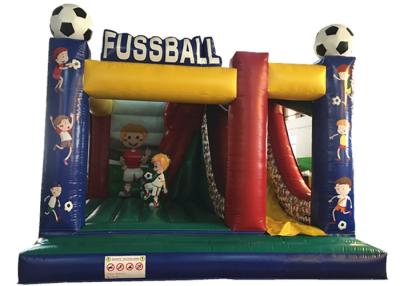 China Inflatable soccer combo popular inflatable fussball jump with slide on sale customized inflatable football jump house for sale