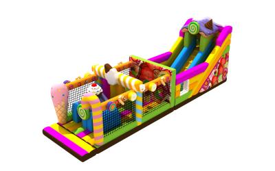 China Candy 0.55mm Pvc Tarpaulin Inflatable Obstacle Courses for sale