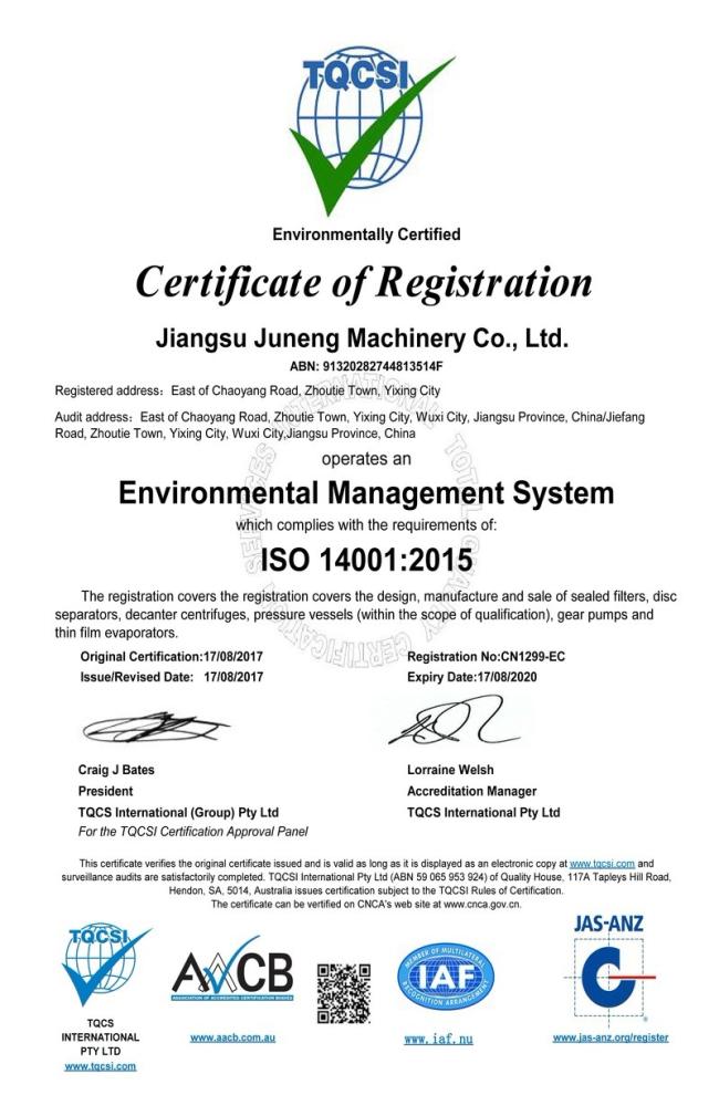 Juneng Group industry certification