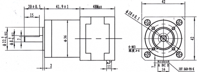 Nema 23 9.6 V 1A 1.8 Degree Stepper Motor With Gearbox 52 Mm*52 Mm 0