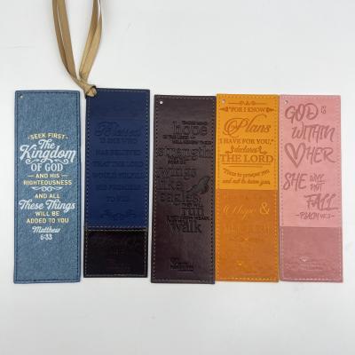 China Custom Rectangle PU Leather Bookmarks Offset Printing Anti Rust Waterproof for sale