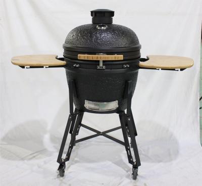 China Charcoal 22 Inch Starry Sky Surface Ceramic Kamado Grills BBQ Bamboo Handlle for sale