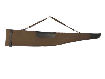 China Custom Canvas And Leather Vintage Hunting Gun Carrying Bag Slip Shotgun Case With Shoulder Strap for sale
