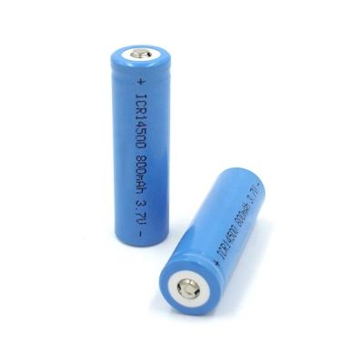 China 750mAh 3.7 V 14500 Li Ion Rechargeable Lithium Battery Cells For Solar Lawn Light for sale