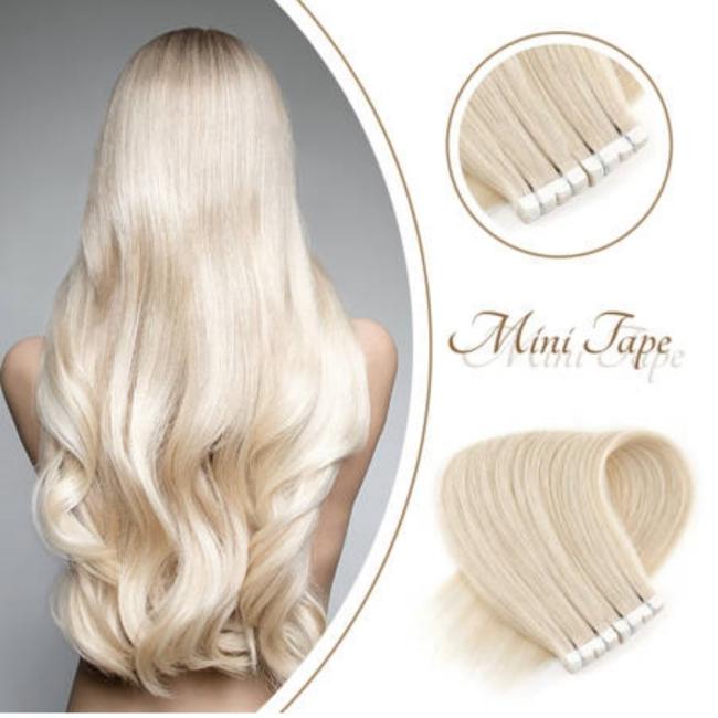 100% Human Mini Flower Tape Hair Extensions Remy Bone Straight Mini Flower Tape in Hair Extensions