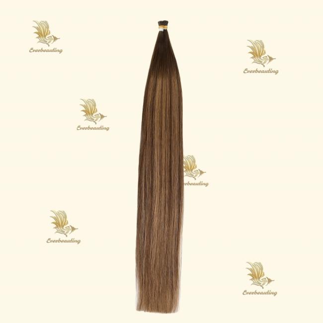 Professional Russian Hair Tiny and Invisible I Tip Human Hair Extensions Balayage Colors