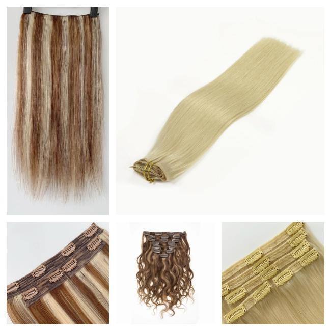 Custom Wholesale Price Natural Clip in Hair Extensions 100% Human Hair 20 Inch 22 Inch Clip Ins