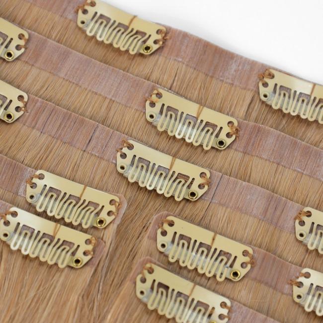 100% Russian Human Remy Clip on Hair Extensions Wholesale Natural Seamless Indian Clip in Hair Extension