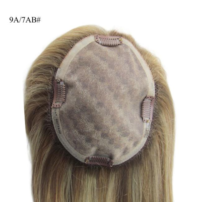 Brazilian 100% Human Hair Toppers for Women Mono Silk Base Women Toupee