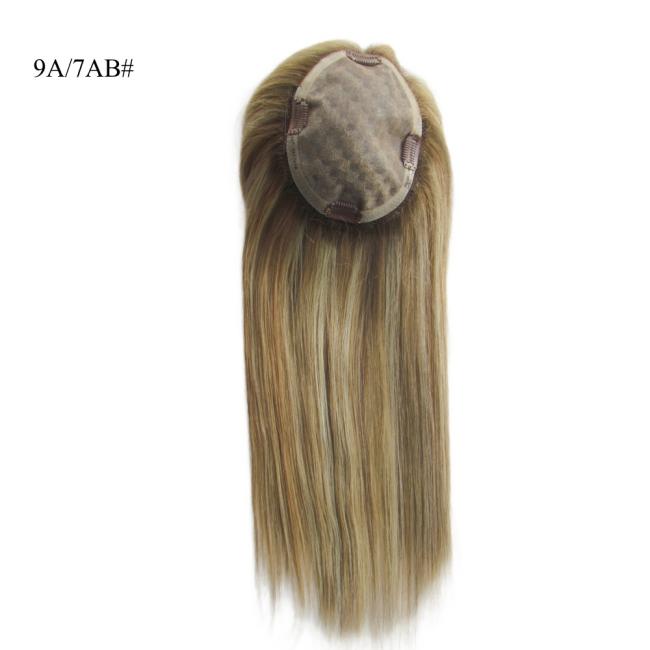 Brazilian 100% Human Hair Toppers for Women Mono Silk Base Women Toupee