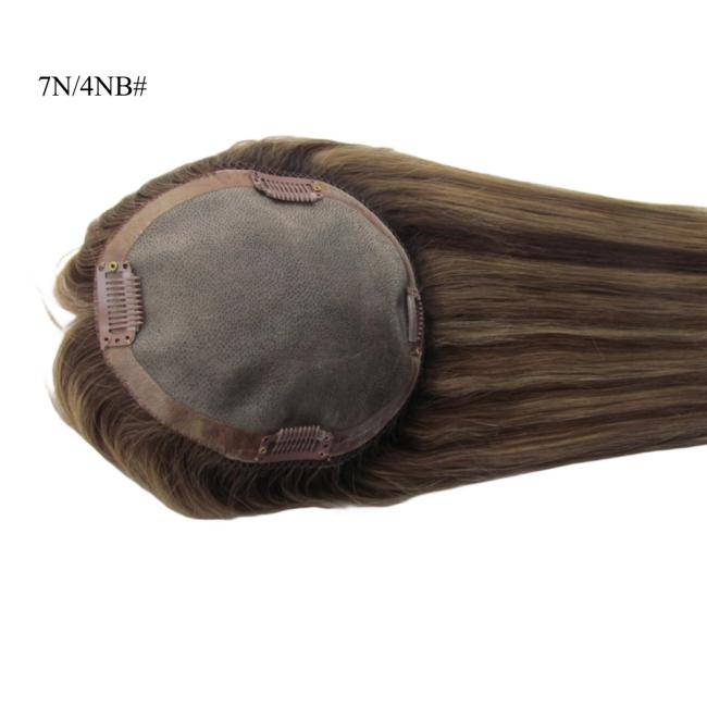 Human Hair Mono Topper for Thin Hair Women Clips on Hairpiece Toupee Hair Extensions