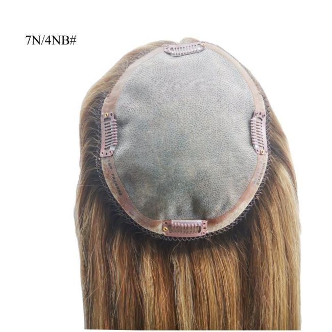 Human Hair Mono Topper for Thin Hair Women Clips on Hairpiece Toupee Hair Extensions
