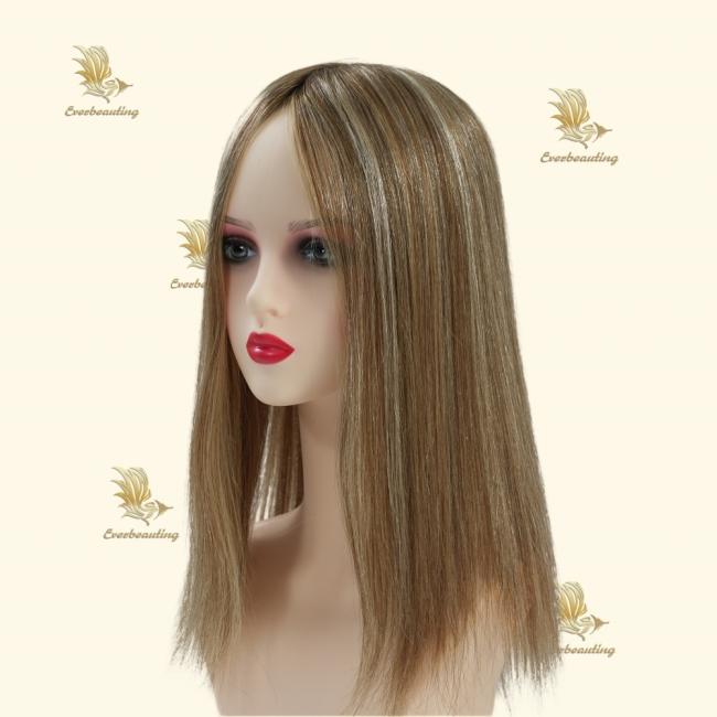 Human Hair Toppers 100% Human European Hair 5.5"X6.5" 6#/T12#/T613# 16inch Dual Mono Silk Lace Topper for White Women