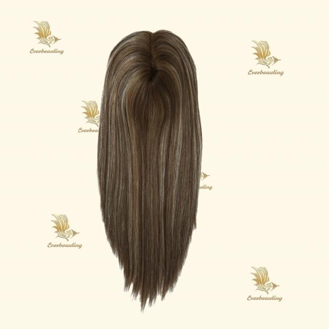 Stock Mono Monofilament Base Virgin Human Hair Toppers for Thinning Hair Women Clips in Human Hair Patch